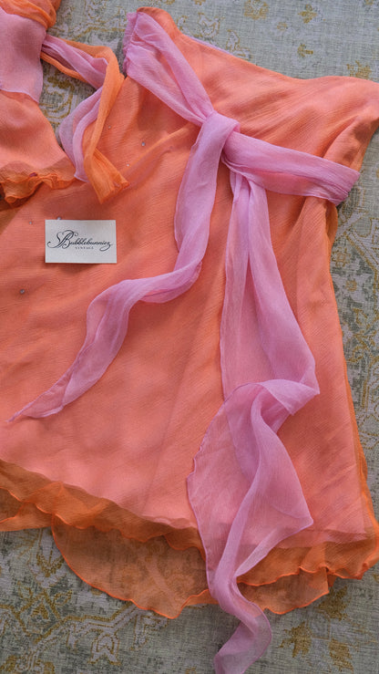 Vintage Italian orange & pink silk set (S-S/M)