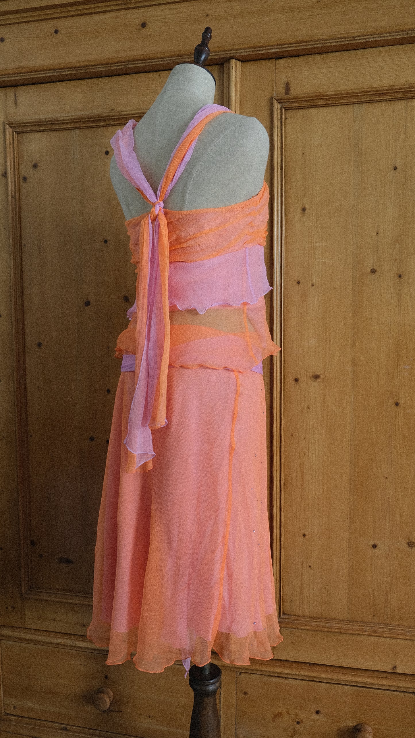 Vintage Italian orange & pink silk set (S-S/M)