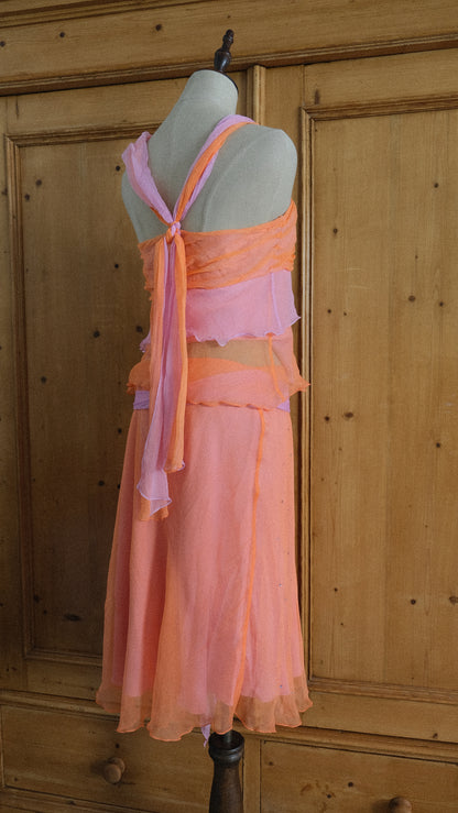 Vintage Italian orange & pink silk set (S-S/M)