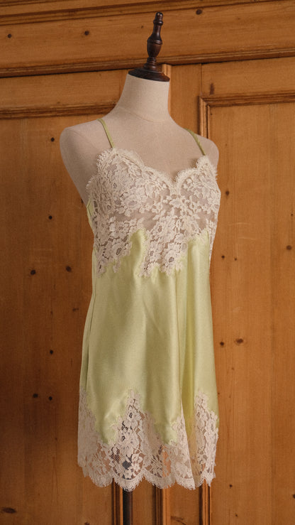 Vintage French mint green lingerie dress (M-L)