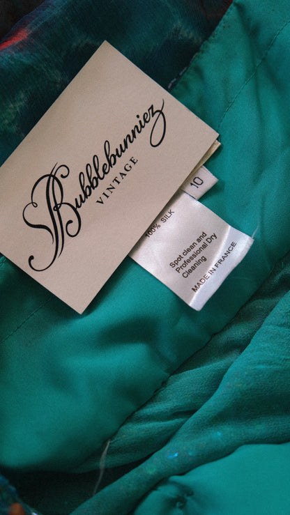 Vintage French teal mermaid dress (M)