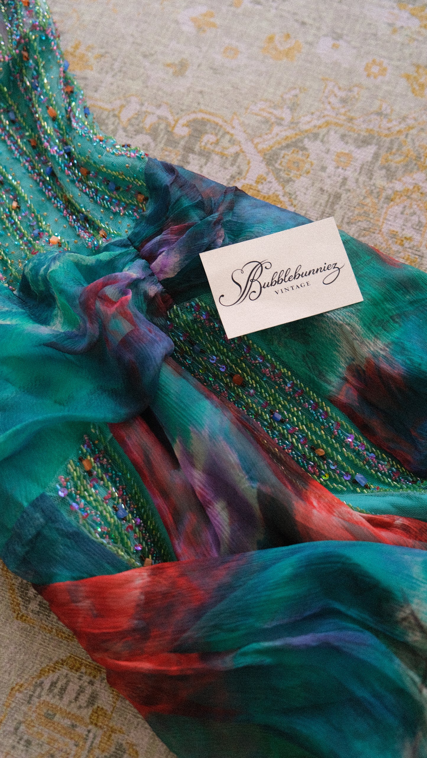 Vintage French teal mermaid dress (M)