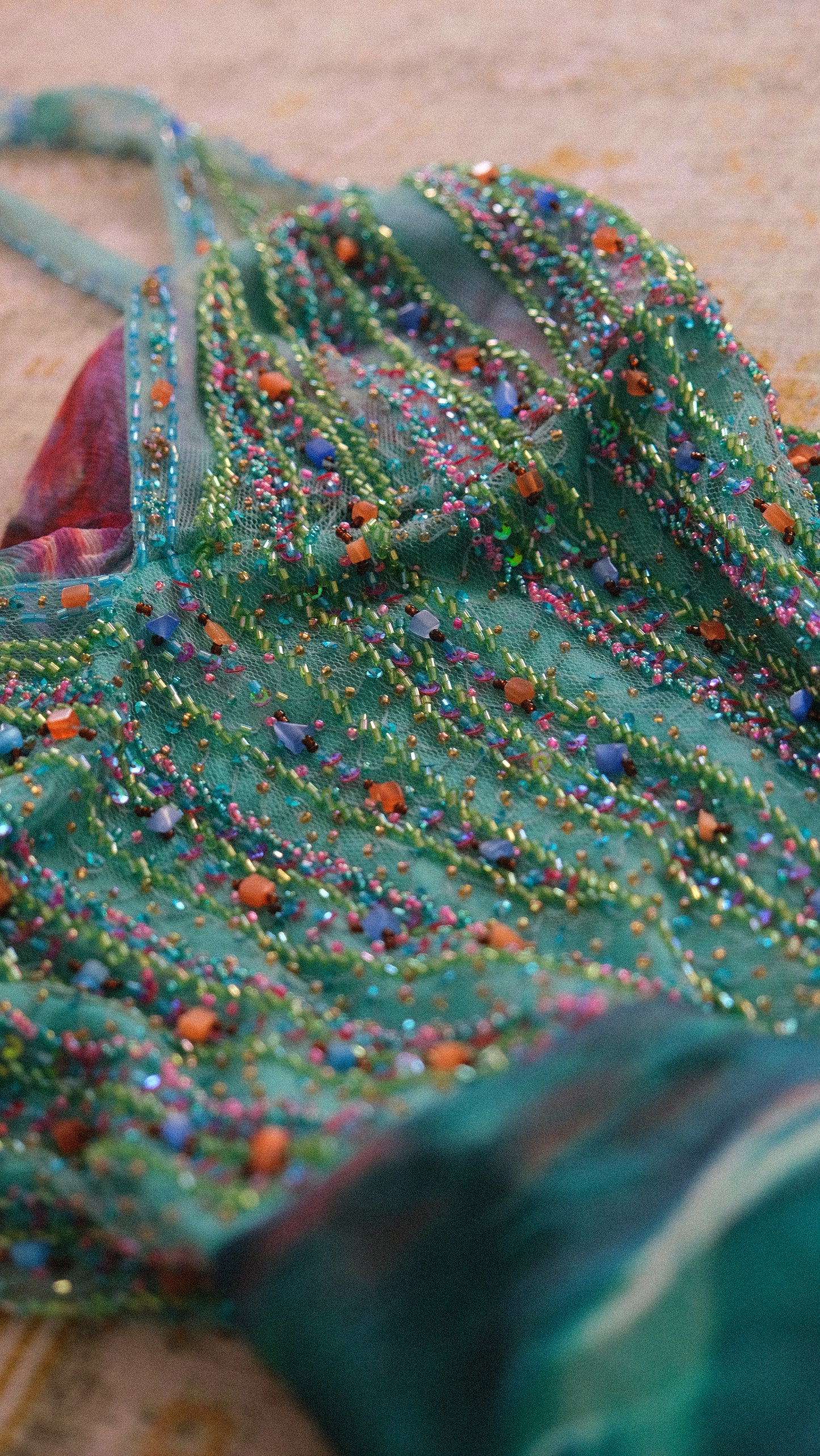 Vintage French teal mermaid dress (M)