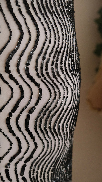 Vintage Spanish black and white sequin dress (M-L)