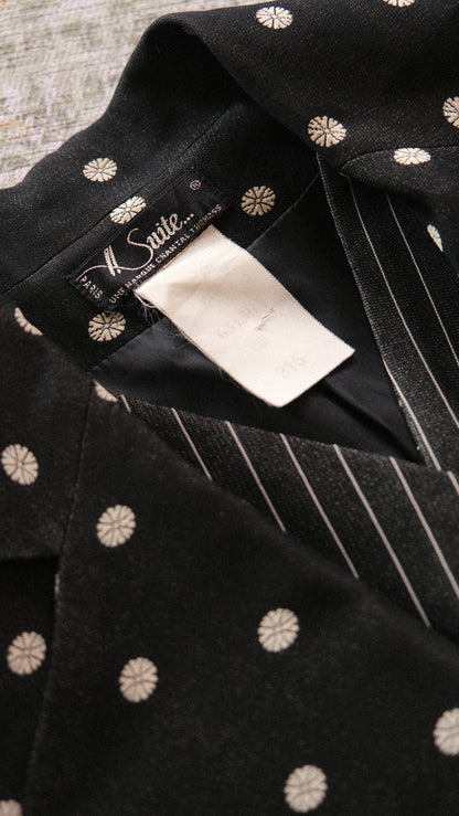 Vintage Chantal Thomass polka dot blazer with attached gilet (XS/S-S)