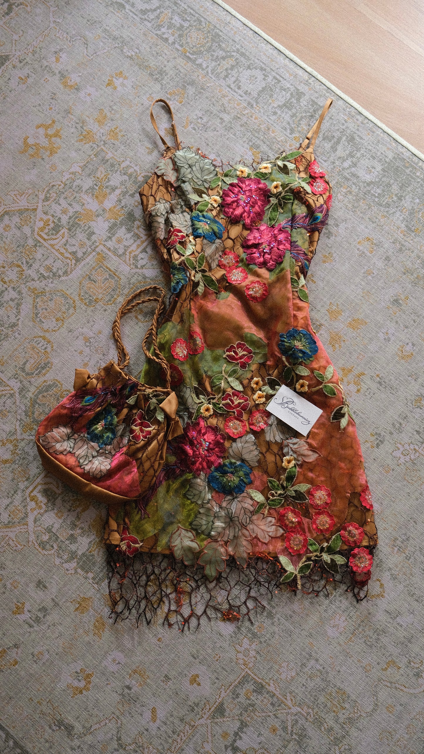 Vintage Nicowa floral dress with handbag (S)