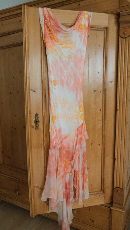 Vintage peach mermaid dress (M-L)