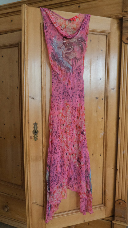 Vintage pink sheer Rene Derhy dress (S-M)