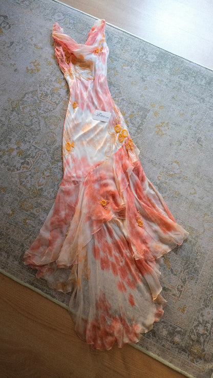 Vintage peach mermaid dress (M-L)