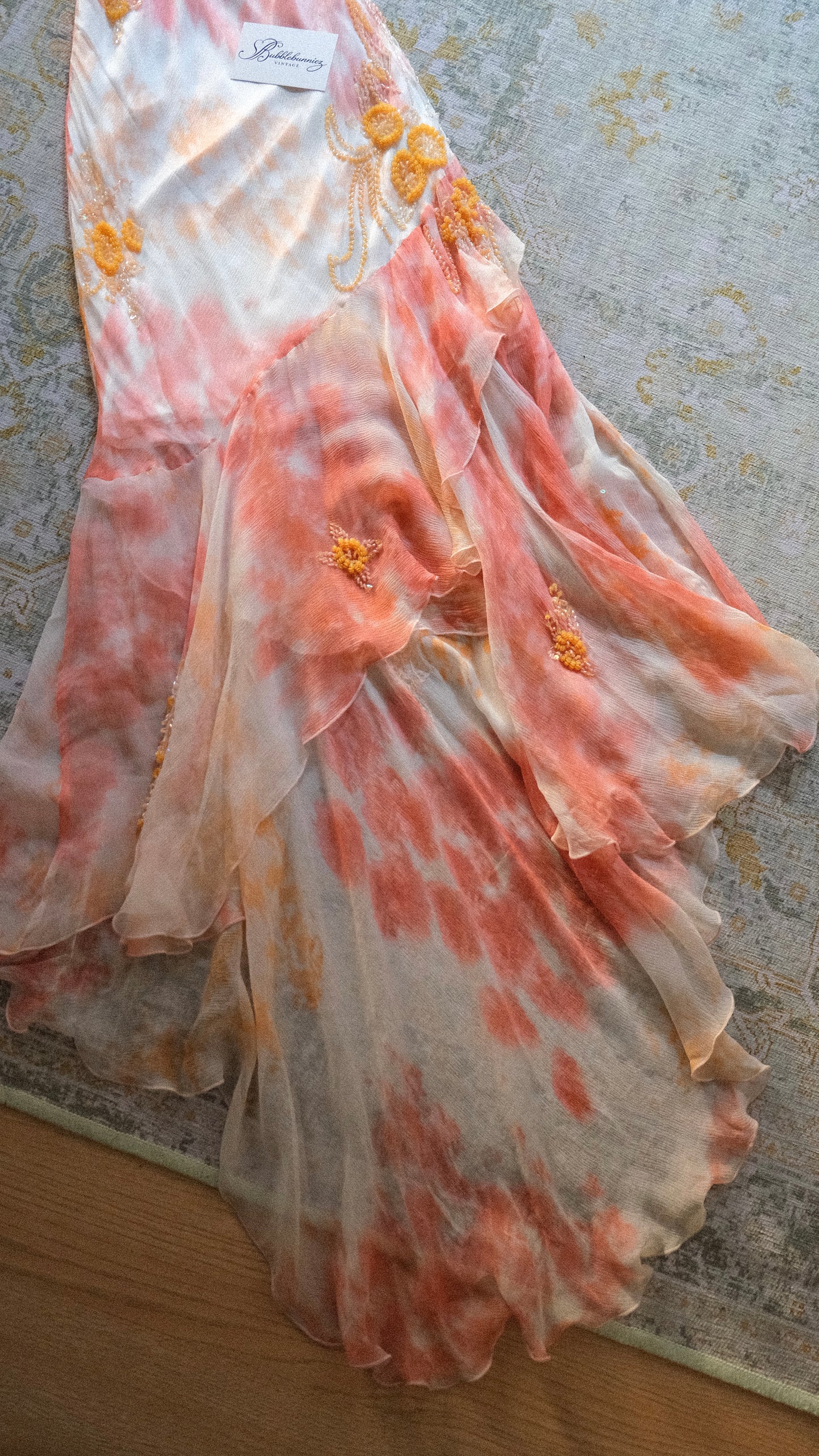 Vintage peach mermaid dress (M-L)