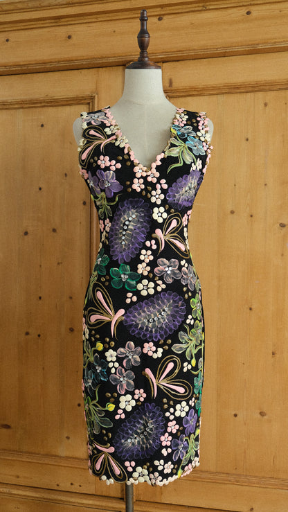 RARE Hand-painted dark floral dress (M)
