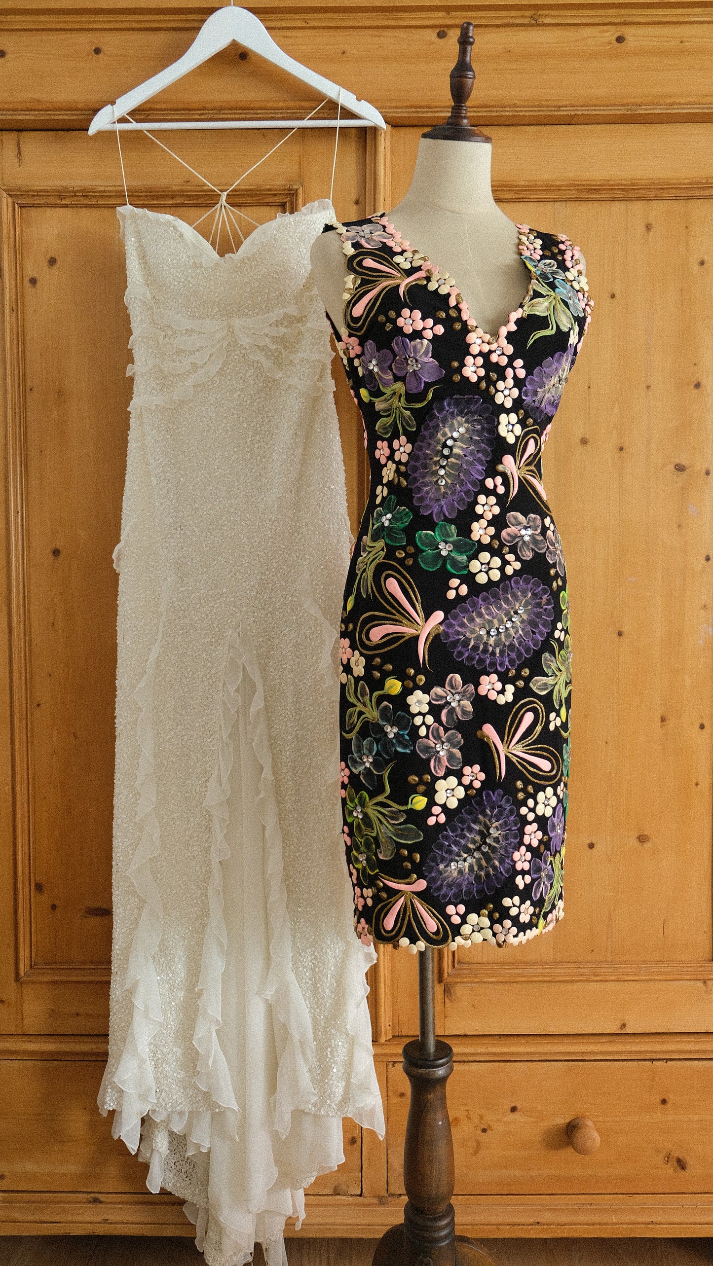RARE Hand-painted dark floral dress (M)