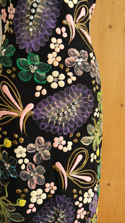 RARE Hand-painted dark floral dress (M)