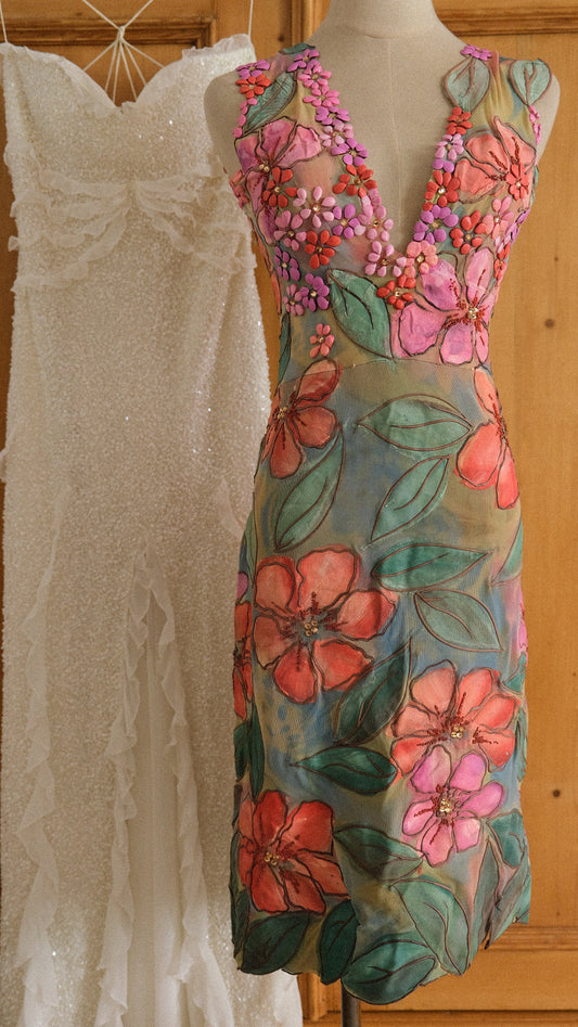 RARE Ema Savahl hand-painted floral dress (M)
