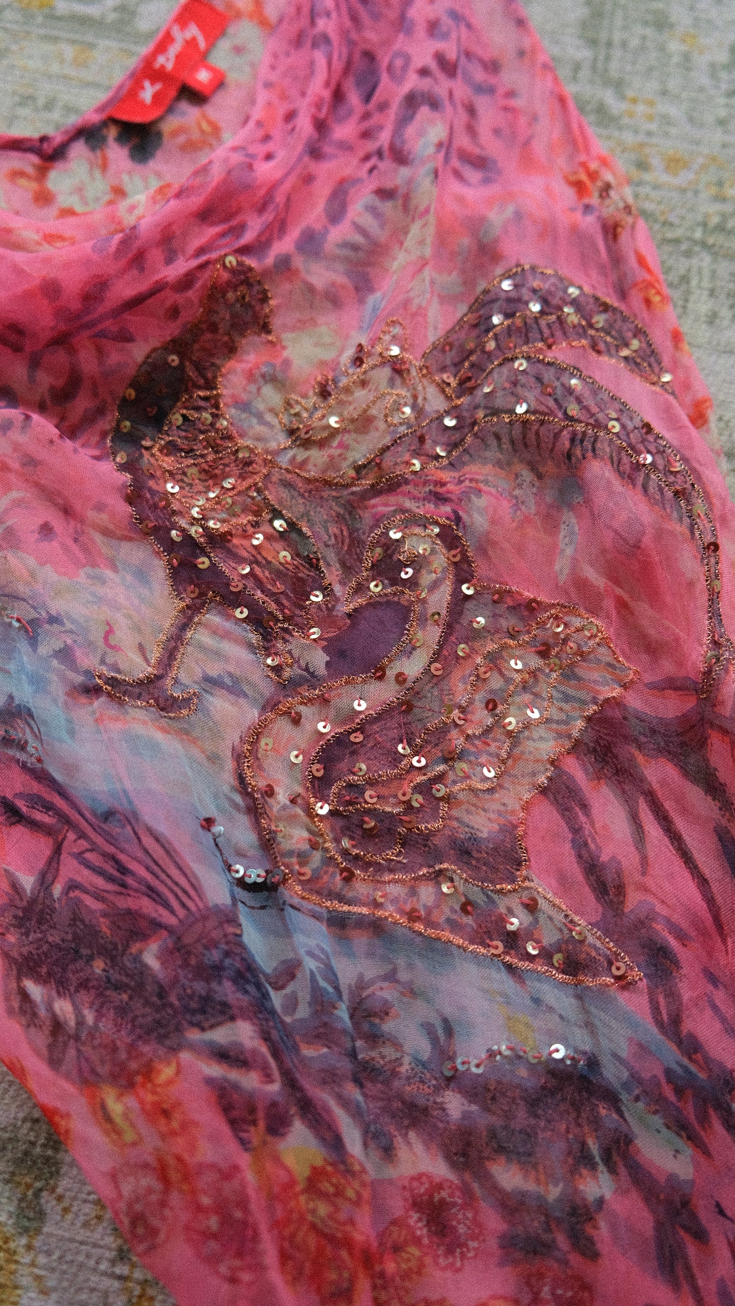 Vintage pink sheer Rene Derhy dress (S-M)