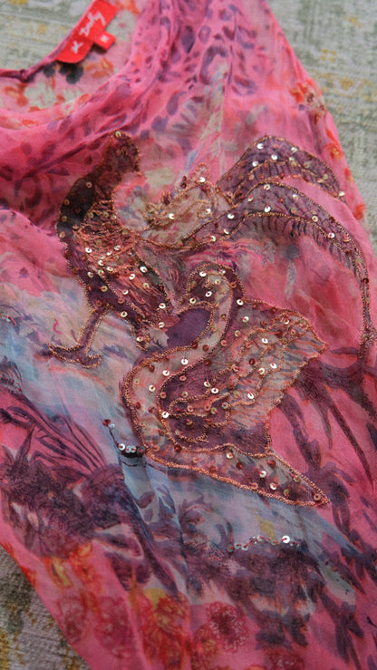 Vintage pink sheer Rene Derhy dress (S-M)