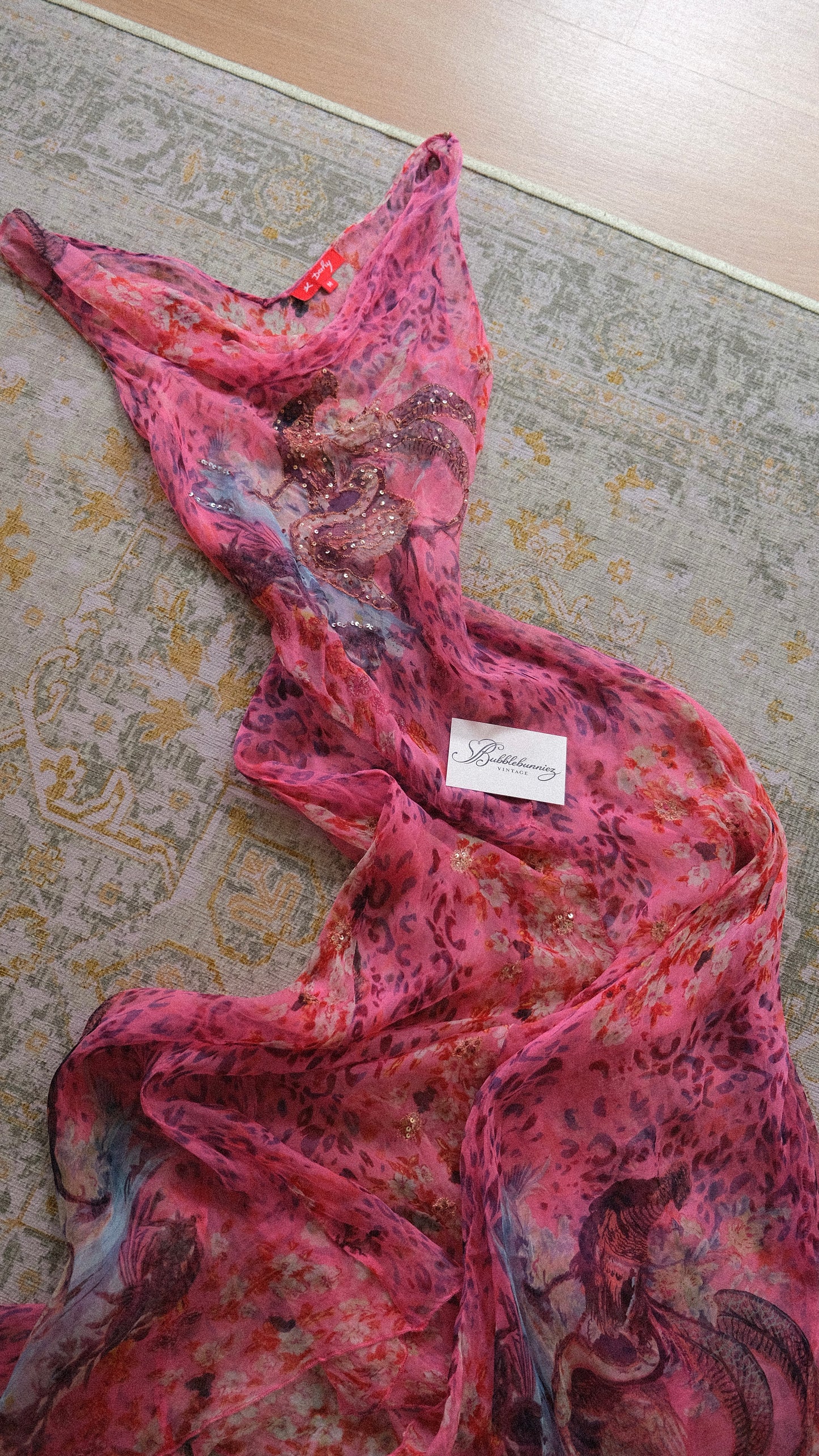 Vintage pink sheer Rene Derhy dress (S-M)