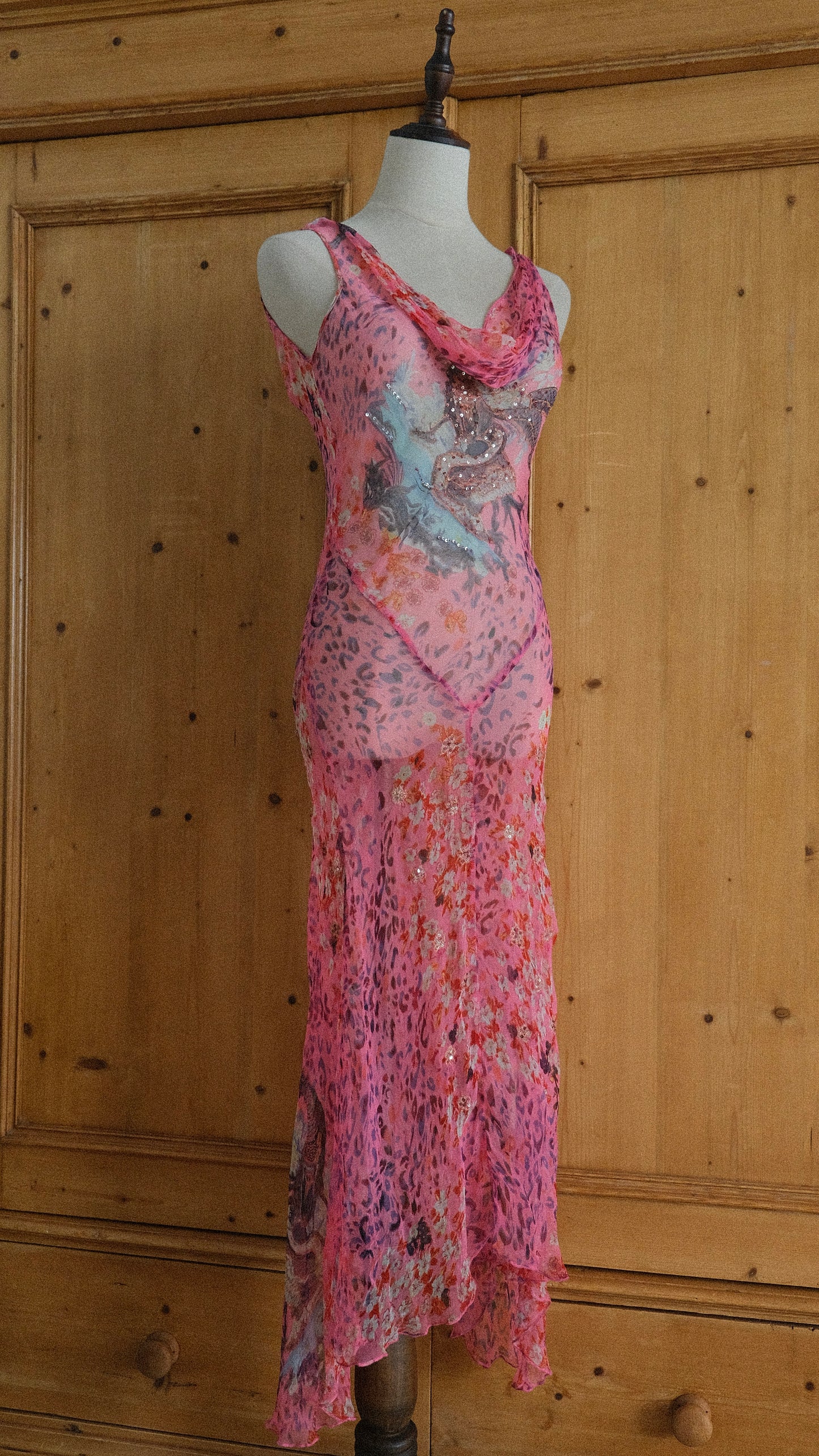 Vintage pink sheer Rene Derhy dress (S-M)