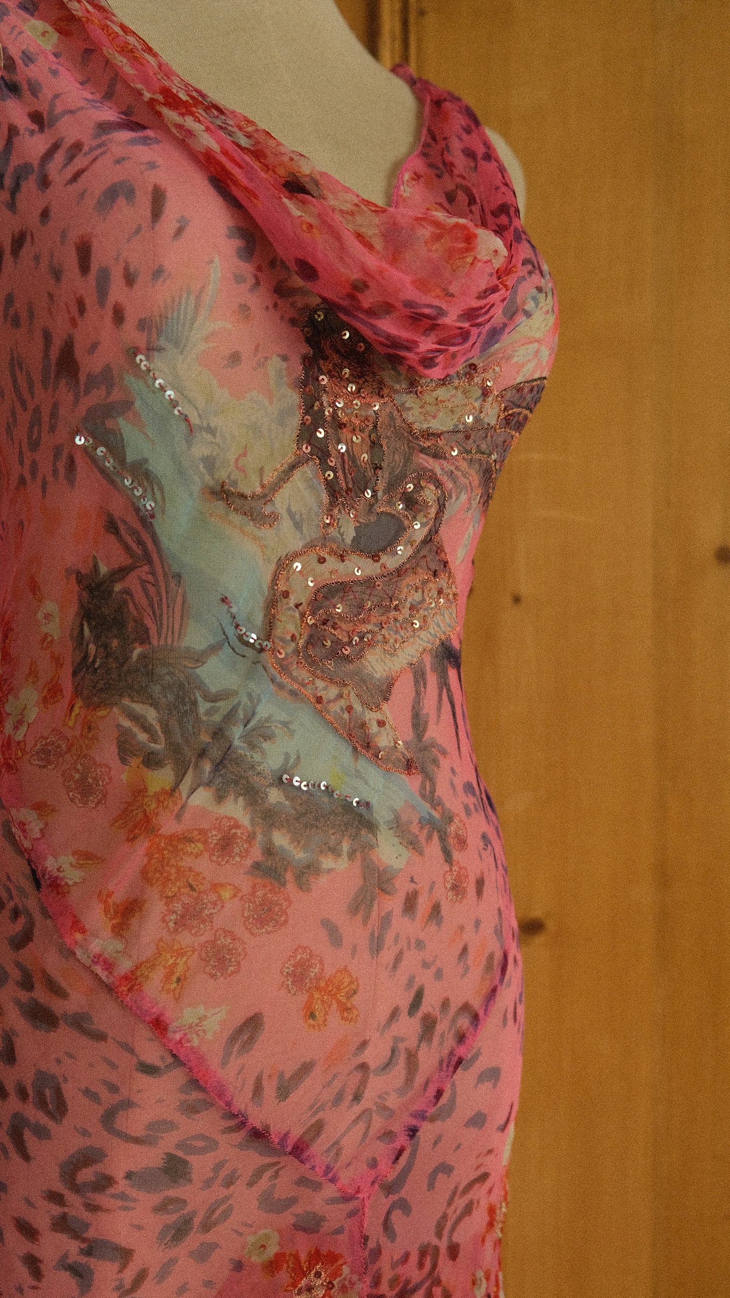 Vintage pink sheer Rene Derhy dress (S-M)