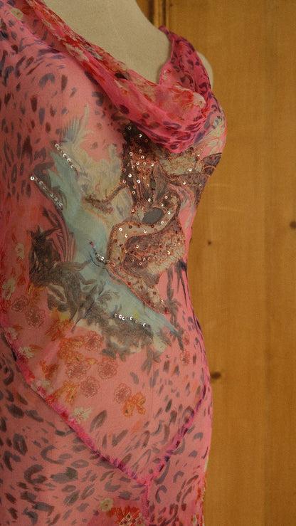 Vintage pink sheer Rene Derhy dress (S-M)
