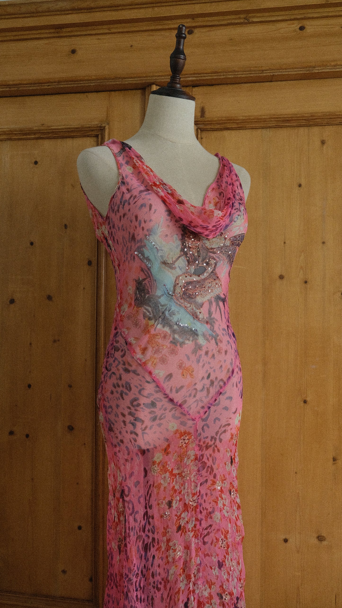 Vintage pink sheer Rene Derhy dress (S-M)