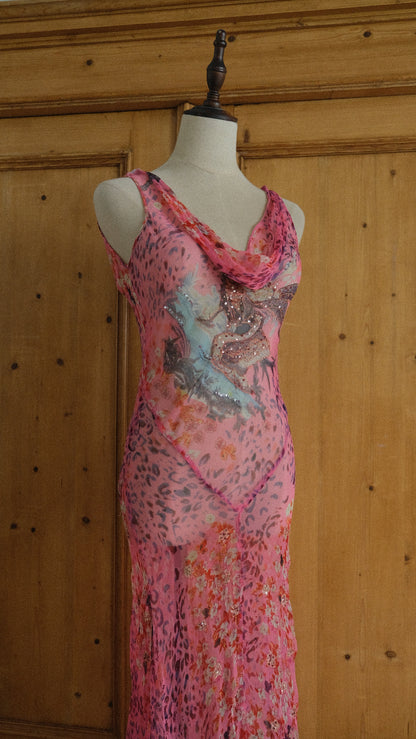 Vintage pink sheer Rene Derhy dress (S-M)