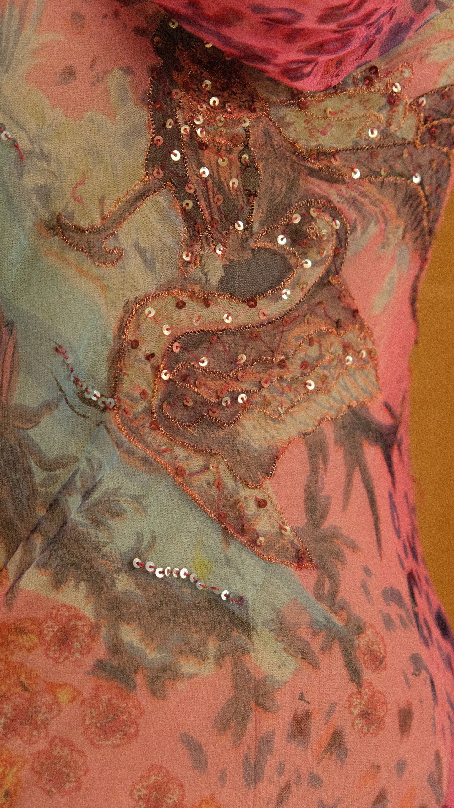 Vintage pink sheer Rene Derhy dress (S-M)