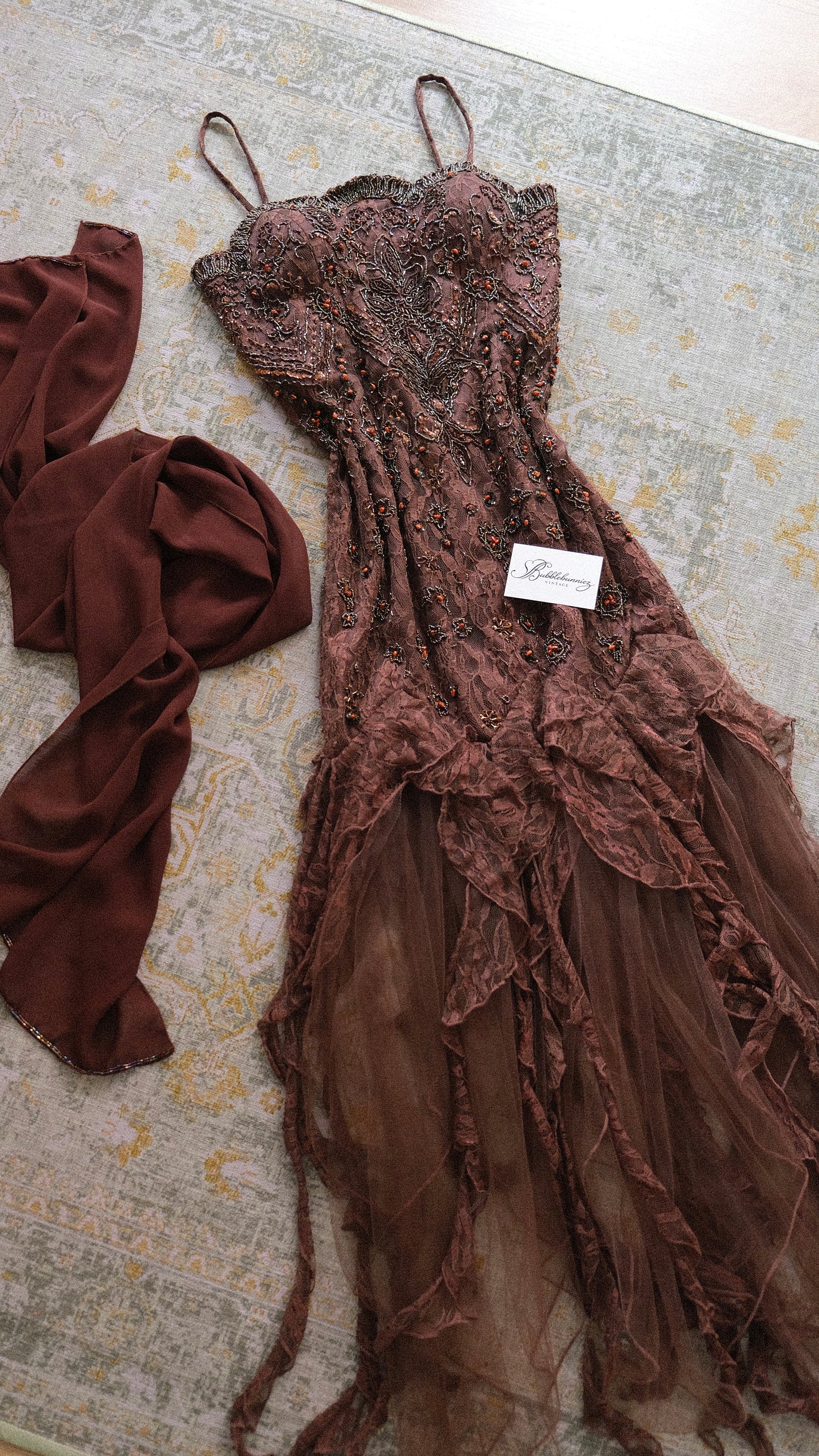 Vintage Yve London dark brown fairy dress (M-L)