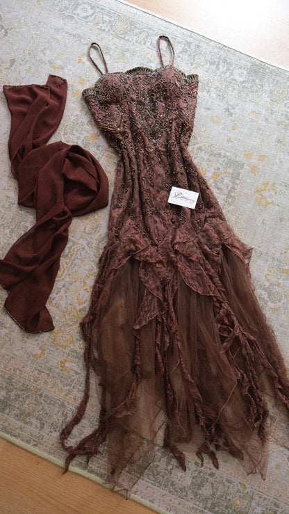 Vintage Yve London dark brown fairy dress (M-L)
