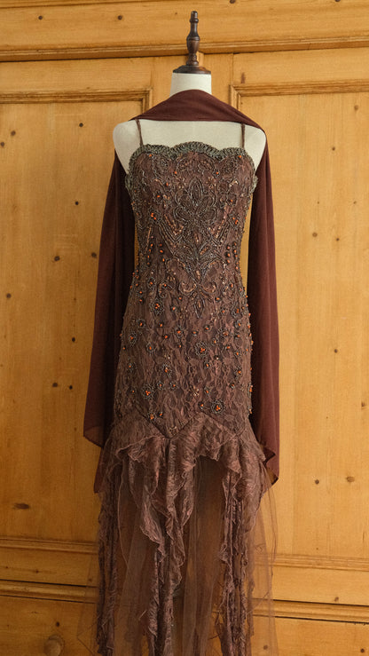 Vintage Yve London dark brown fairy dress (M-L)