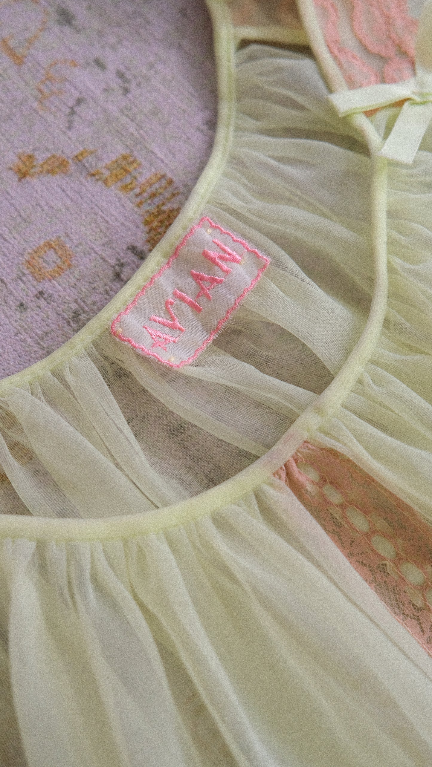 Vintage pale yellow sheer babydoll (S-M)