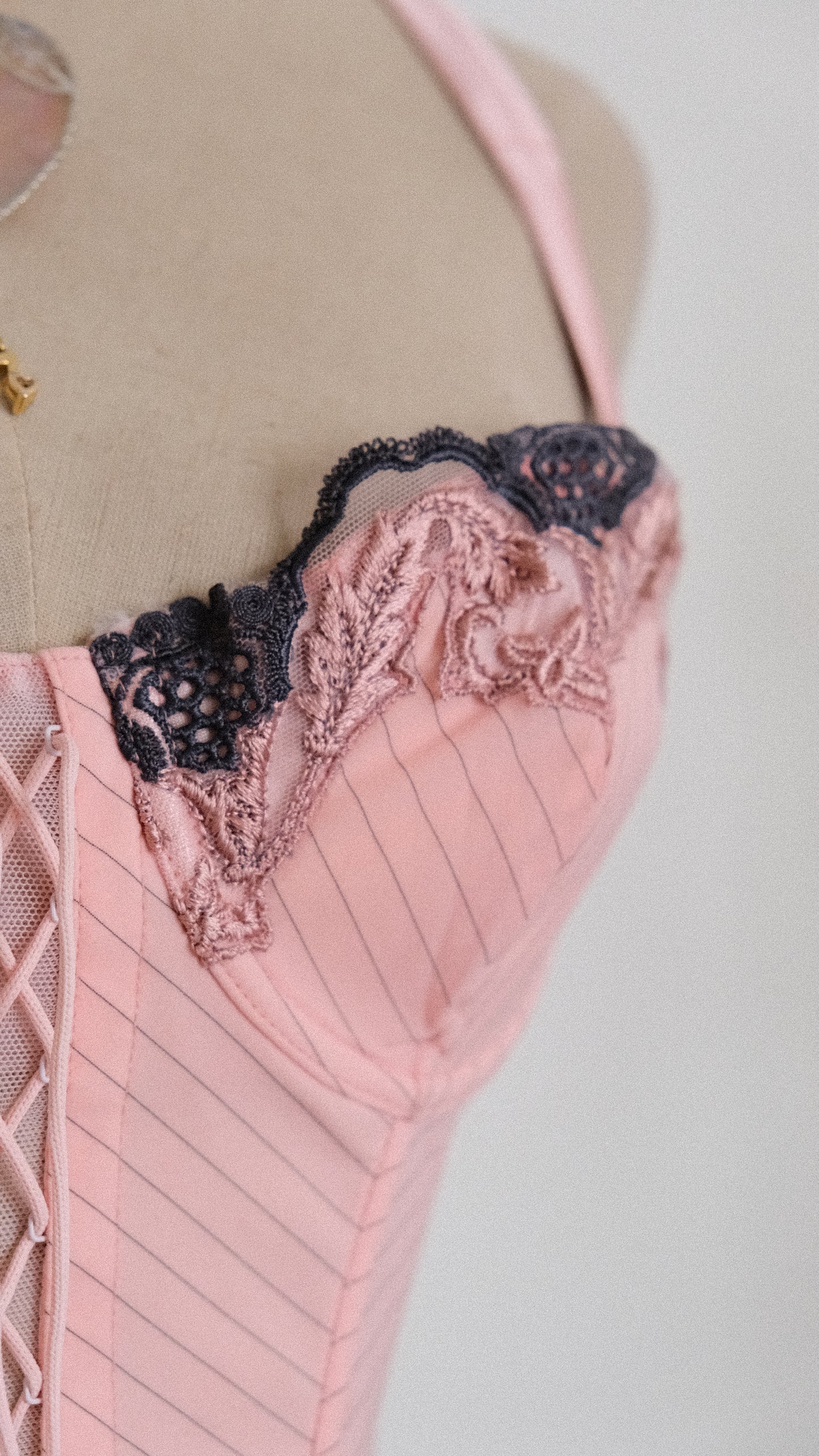 Italian Pink Striped corset (75B/34B)