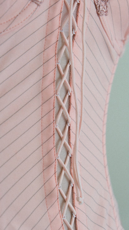 Italian Pink Striped corset (75B/34B)