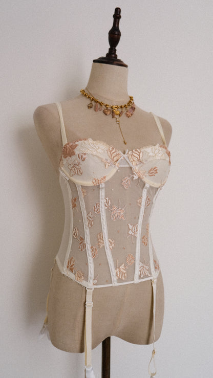 Gold and Ivory mesh corset (70A/32A)