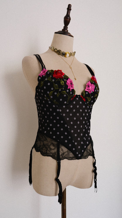 French Floral Polkadot corset (70D/32D)