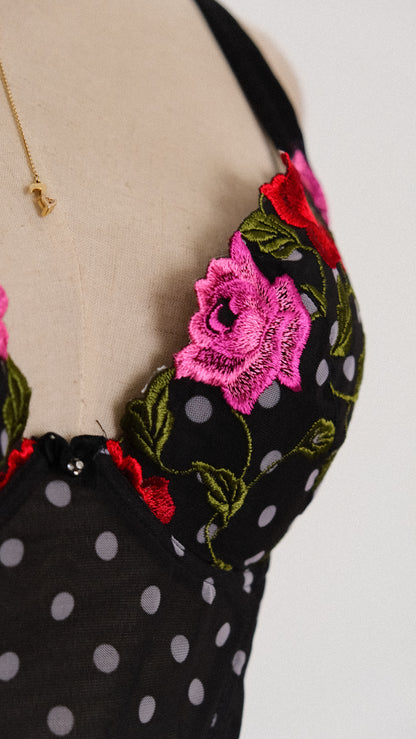 French Floral Polkadot corset (70D/32D)