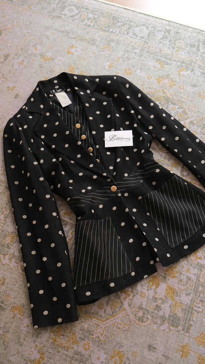 Vintage Chantal Thomass polka dot blazer with attached gilet (XS/S-S)