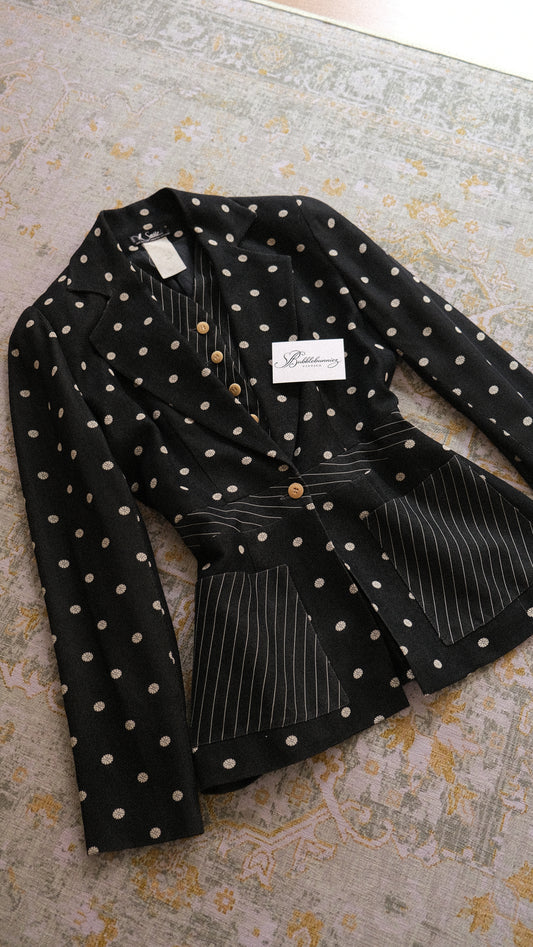 Vintage Chantal Thomass polka dot blazer with attached gilet (XS/S-S)