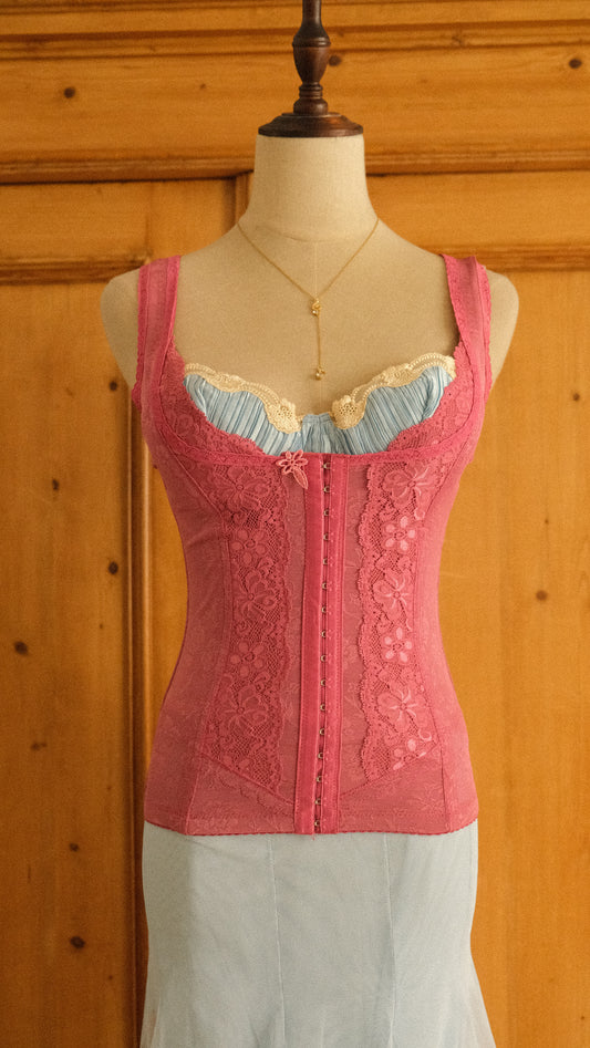 Vintage Hong Kong berry underbust corset (S)