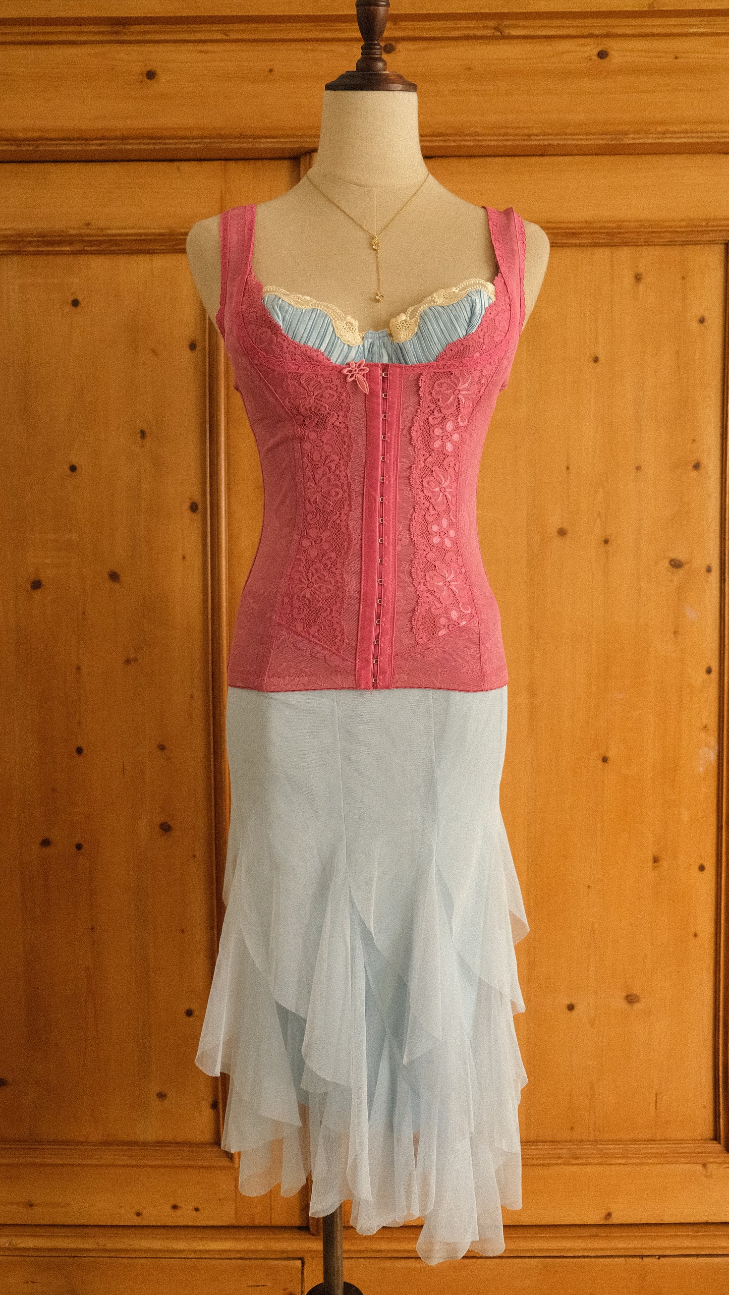 Baby blue ruffled flutter mermaid skirt (S/M)