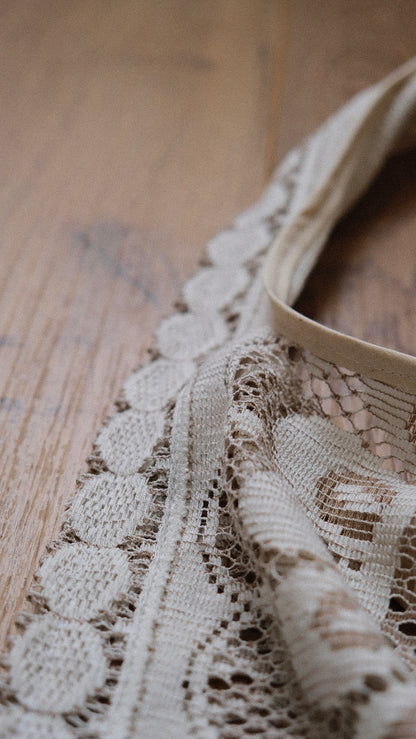 Upcycled Creme and Ivory tote
