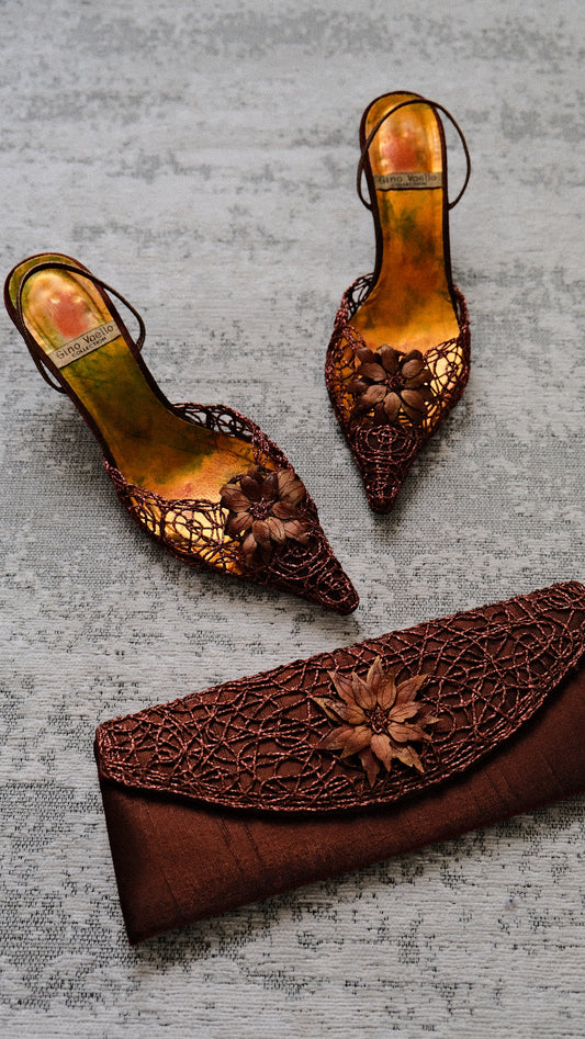 Forest Fae kitten heels with clutch (40)