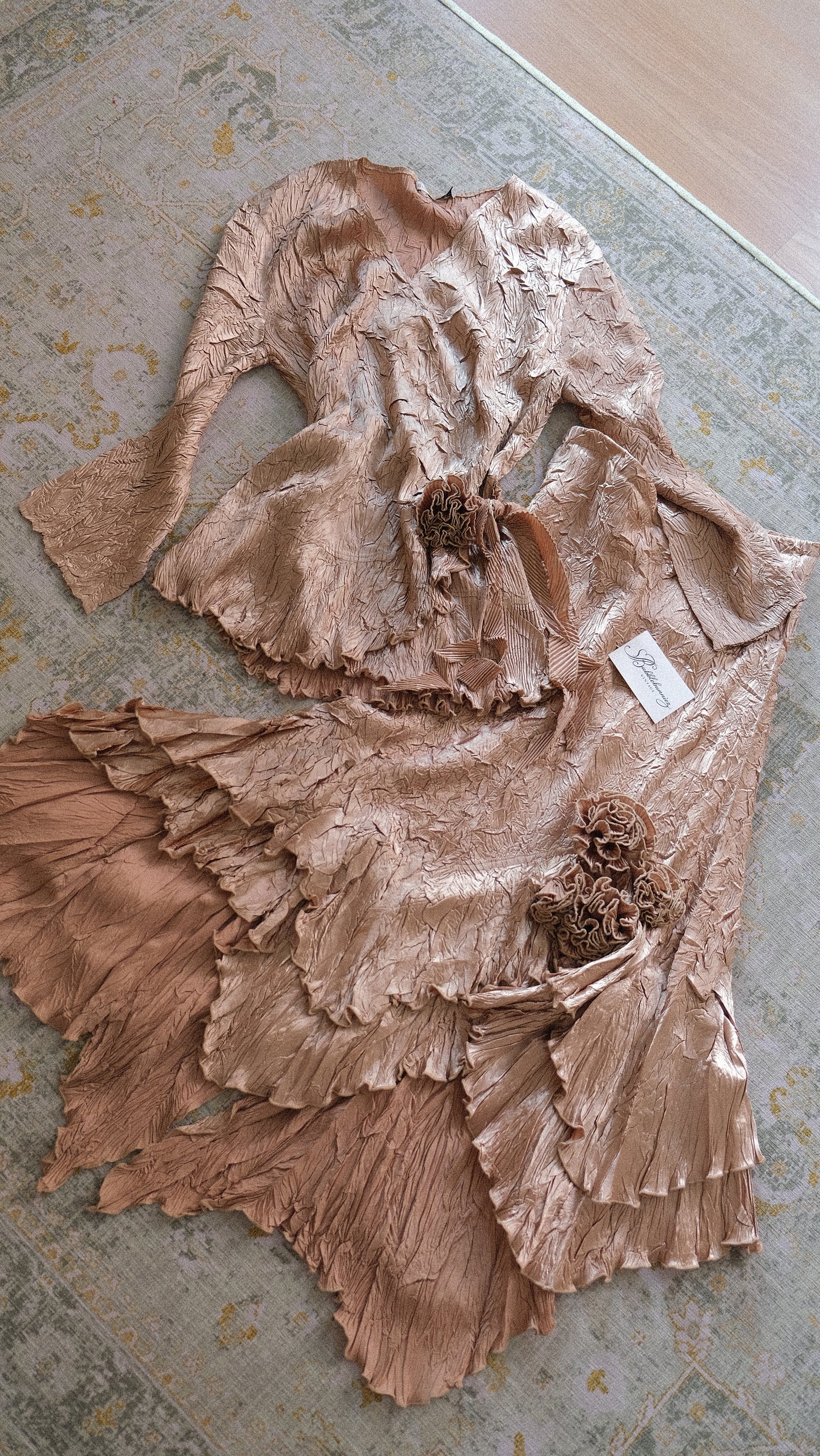 Vintage floral & flutter 2 piece set