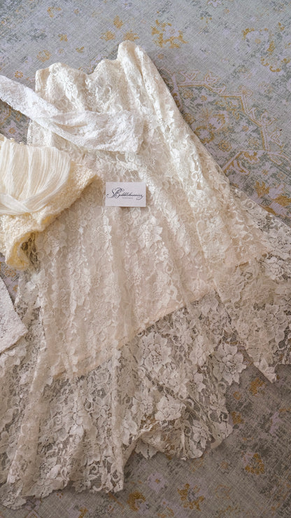 Vintage Italian ivory lace asymmetrical skirt