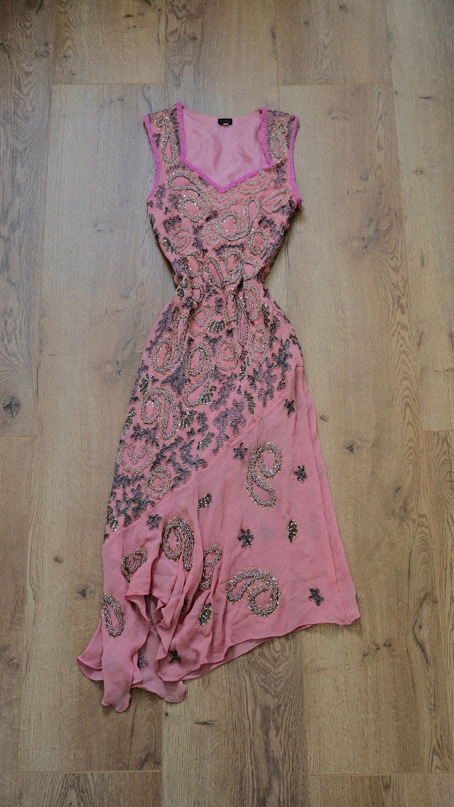 100% Silk Pink Reef dress (S)