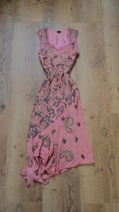 100% Silk Pink Reef dress (S)