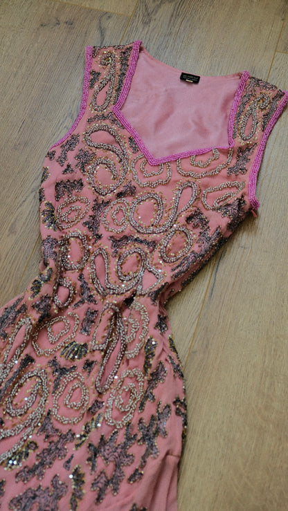 100% Silk Pink Reef dress (S)