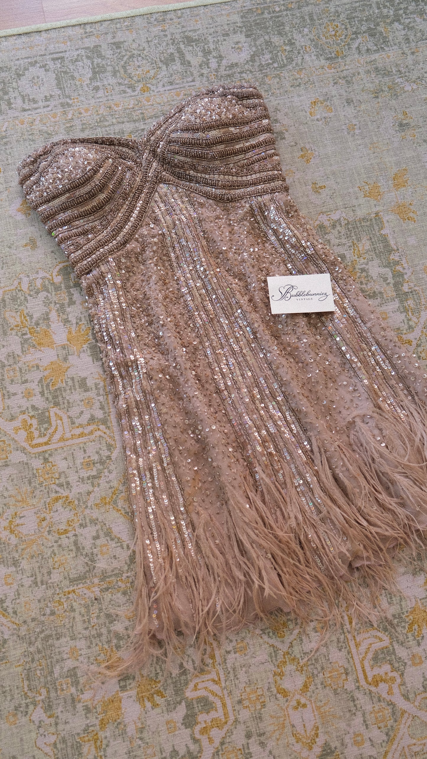Vintage feather mini bustier dress