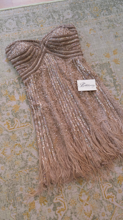 Vintage feather mini bustier dress