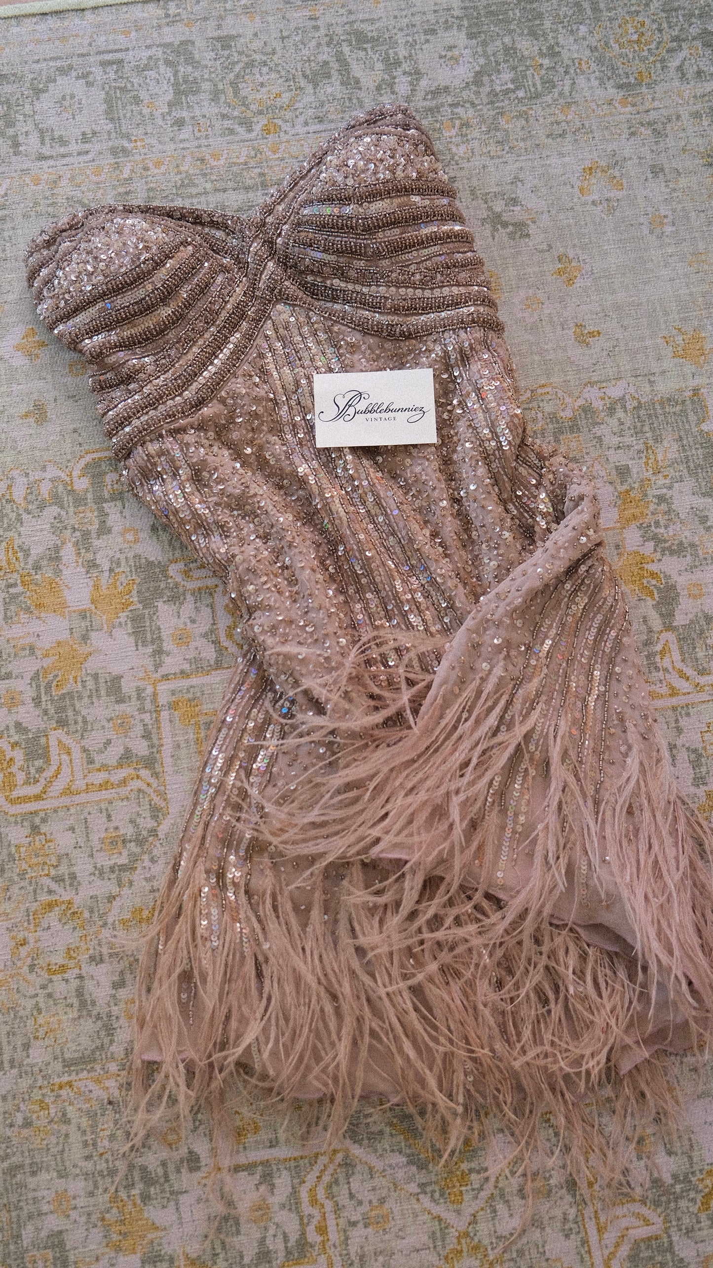 Vintage feather mini bustier dress